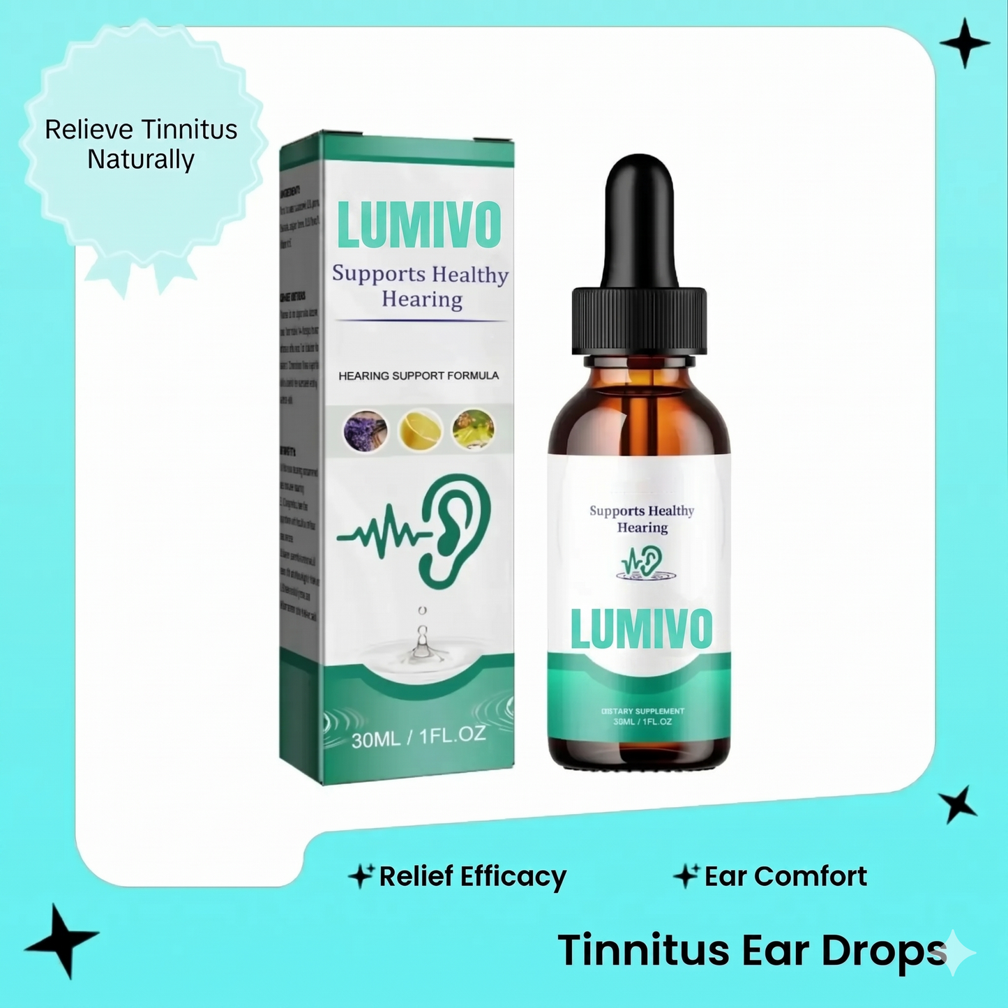 LUMIVO Tinnitus Ear Drops for Clear Ears and Ultimate Comfort – Unlock Instant Relief from Tinnitus and Ear Discomfort🎶