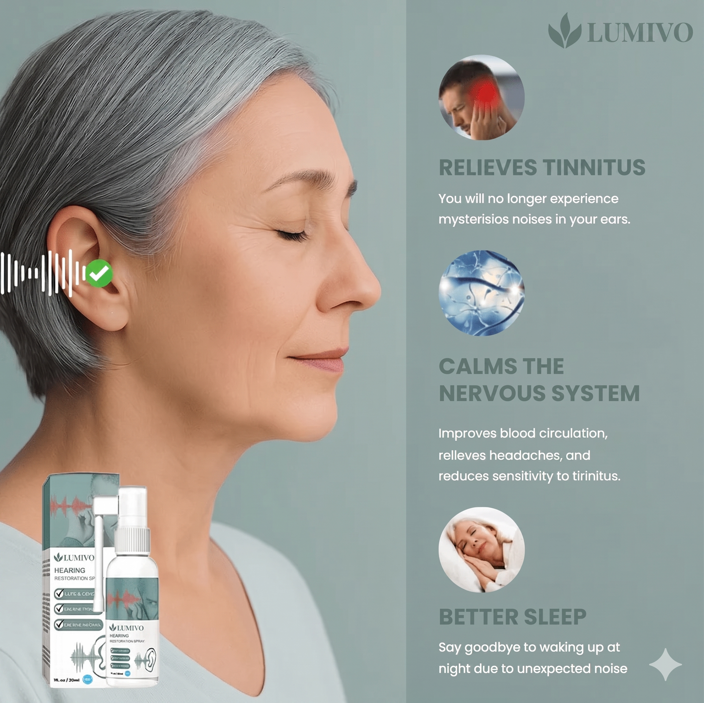 LUMIVO™ | Restore hearing and reduce tinnitus by up to 94% within the first week!